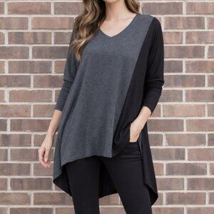 Eileen Fisher Oversized Asymmetrical Colorblock Tunic XS